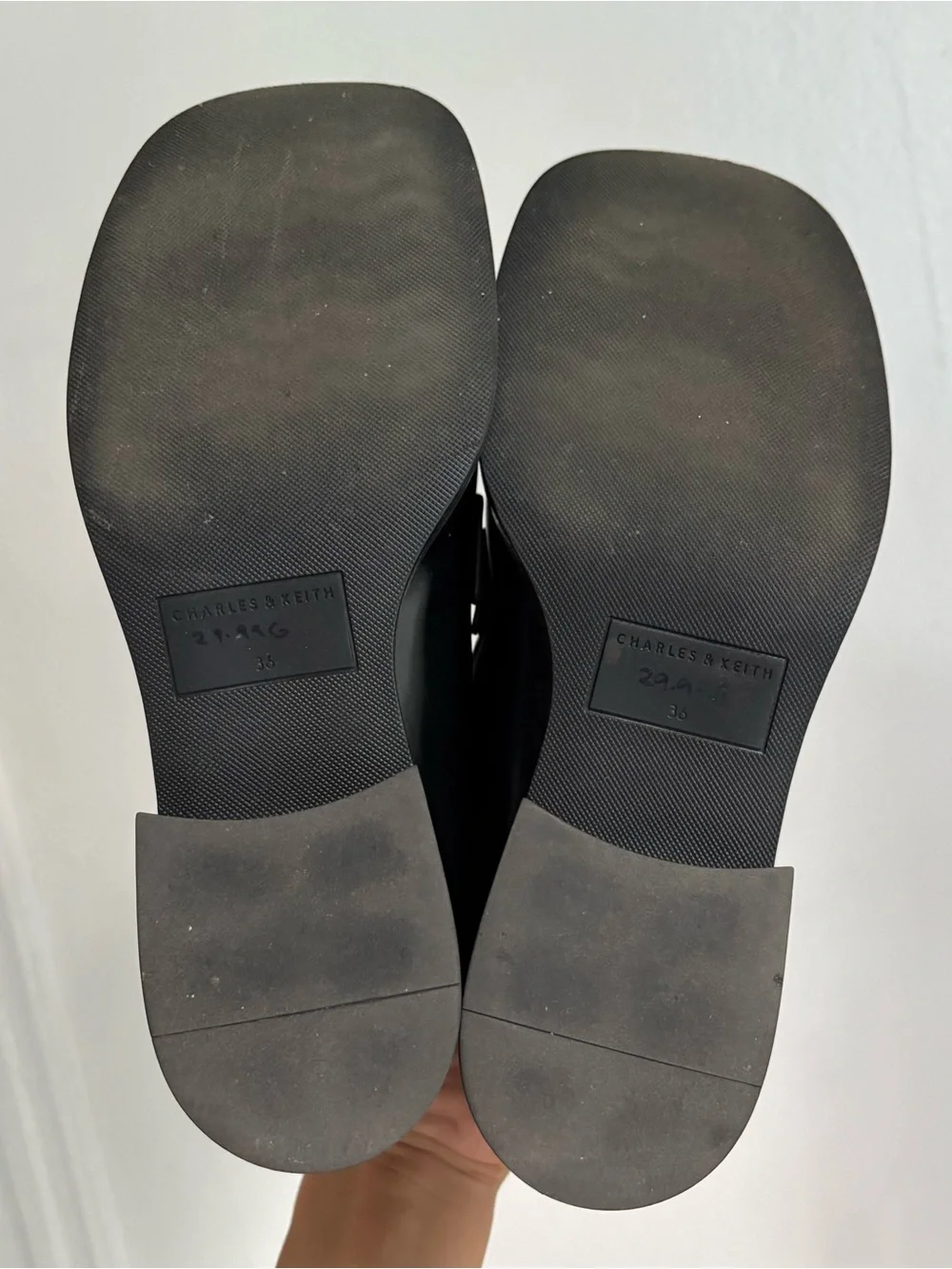 Charles & Keith Black Square Toe Loafers